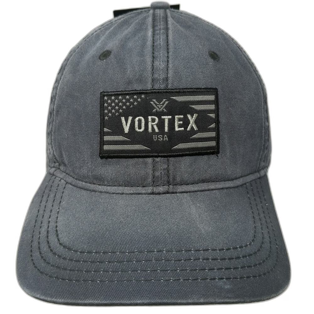 Vortex Baseball Cap Blue One Size Distressed Logo Patch USA Flag Adjustable Hat